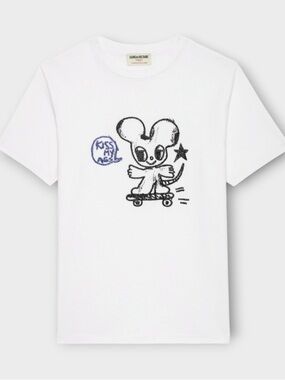 Zadig & Voltaire Graphic Tee NWT White Cotton Skate Cartoon Parisian Cool Shirt